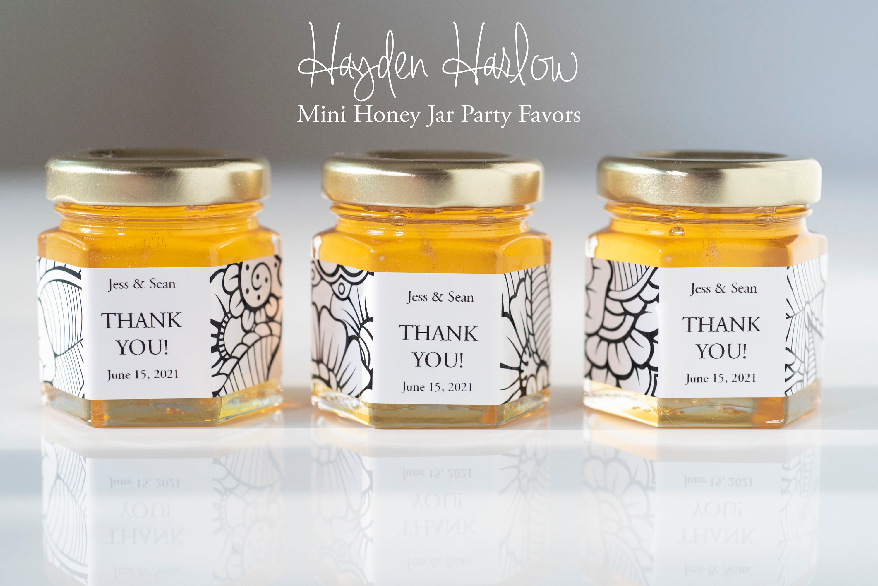 Mini Honey Jar Party Favor | PAISLEY GARDEN Print | customized | gender neutral | baby shower | birthday | mommy to bee {paisgar} {mhon}