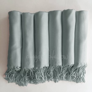 Pashmina shawl in Misty Blue - Bridesmaid Gift, Wedding Favor - Monogrammable