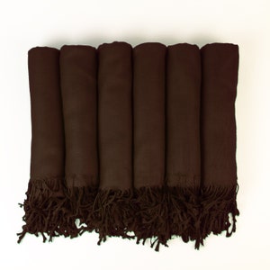 Premium Pashmina Shawl Chocolate Brown Bridesmaid Gift, Wedding Favor, Bridal party gift,  Monogram