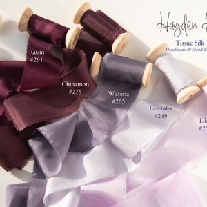 Tissue SILK Ribbon | Raw Edge | Handmade | Hand Dyed  | 1/2" | 1" | 2" | 3" |  Stationery | bouquet | invitation | gift wrap (TS)