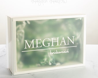 New Style!  Slide top Gift Box with frosted cover and block text customization | bridesmaid proposal | customized | gift box | SLIDEBLOCK