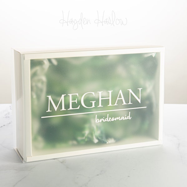 New Style!  Slide top Gift Box with frosted cover and block text customization | bridesmaid proposal | customized | gift box | SLIDEBLOCK