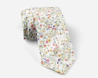 Bespoke Floral Necktie, Bow Tie & Pocket Square, suspenders | Handmade | WILDFLOWER