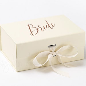 Personalized Luxury Gift Box with Ribbon | Bride | Bridesmaid | Shower Gift | Food safe - MEDIUM Rectangle (A5D Box)