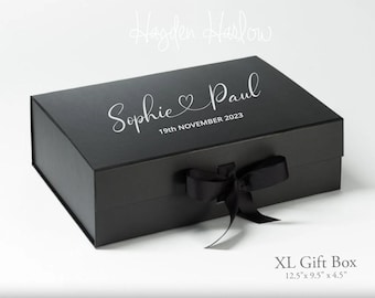 Couples XLarge Personalized Luxury Gift Box with Ribbon | Bride and Groom | COUPLE | Customized  (XLRib)