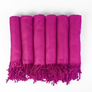 Premium Pashmina Shawl  Fuschia  Hot Pink - Bridesmaid Gift, Wedding Favor, Bridal party gift,  Monogram
