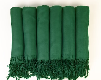 Pashmina shawl in Forest Green - Bridesmaid Gift, Wedding Favor - Monogrammable -sorority