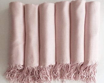 Premium Pashmina shawl in Pink Pearl, blush, Bridesmaid Gift, Wedding Favor, Monogram,  greek
