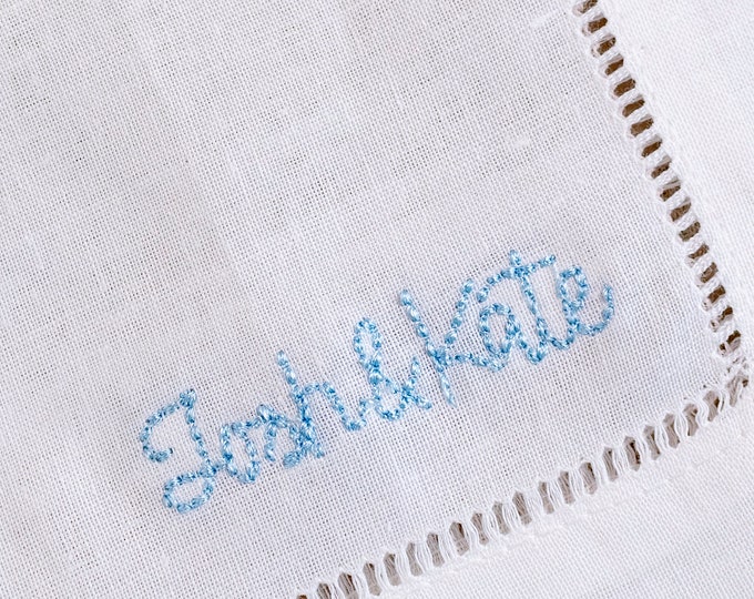 Personalized Embroidered Cocktail Napkins with Minimalist Custom Name Set of 4, 6, 12 |