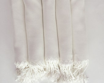 Pashmina Shawl Ivory or White - Bridesmaid Gift, Wedding Favor, Bridal party gift - Monogrammable