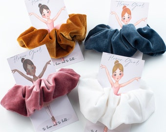 Scrunchie flower girl gift -Oversized Velvet Scrunchies with gift card-- flower girl | sleepover party | customized party favor