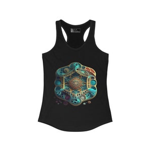 Sacred Geometry Tank Top, Hexagons Tank Top, Racerback Tank Top, Graphic Tank Top, Black Summer Tank Tops for Women