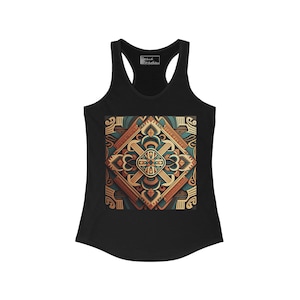 Sacred Geometry Tank, Geometric Pattern Tank Top, Racerback Tank Top, Black Tank Top for Women, Yoga Tank Dress,  Summer Top