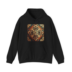 Geometric Pattern Hoodie, Graphic Hoodie, Cool Pullover Hoodie, Black Trendy Hoodie, Unisex Black Sweatshirt Hoodie,