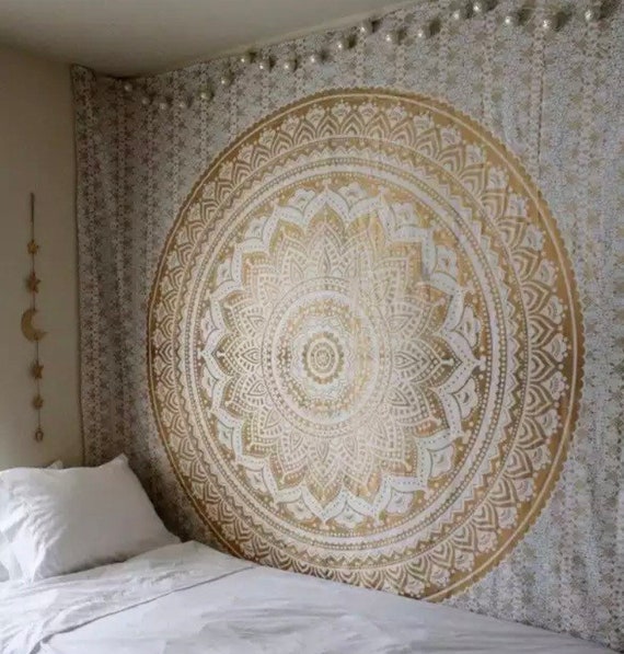 Exclusive Indian Mandala Wall Hanging Gold White Wall Cloth Tapestry Throw  Boho Hippie Goa Wall Decoration Extra Large & Different Sizes -  Canada