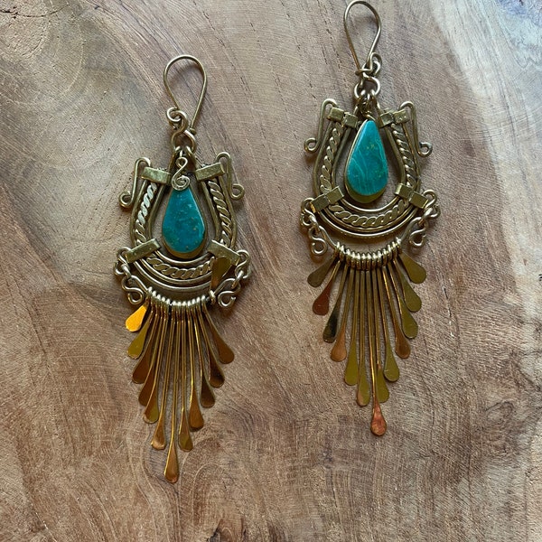 Magical crysocoll moon sister Mexican Peru Peruvian brass earrings magic mexican moonsister earrings golden sacred valley