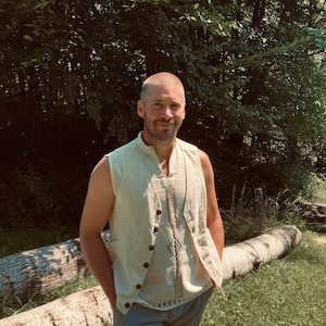 Natural hemp vest man men&#39;s organic cotton vest hemp cotton natural tribal clothing