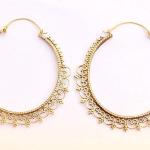 gipsy Indian earrings INDIA tribal creole hoop earrings golden brass Beautyful hoops