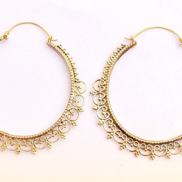 gipsy Indische ohrringe INDIA tribal Creolen hoop earrings golden brass Beautyful hoops