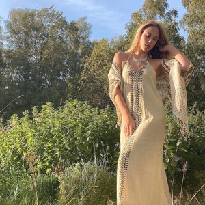 Wildwoman AGNI DRESS ceremony boho block print dress ecofashion tribal ethnic primitive dress nomadic natural earth fashion Pocahontas indian