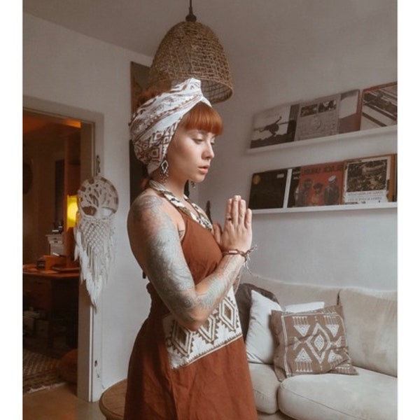 Rocio Robe blockprint en coton biologique magique féminin vêtements naturels coton biologique fait à la main festival yoga terreux primitif