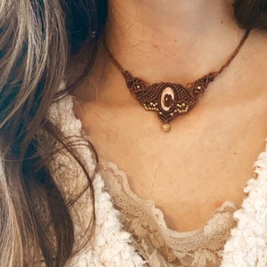 Fuego mexicano • poco crudo OPAL Macrame boho micromacrame • Collar • Collier • Feueropal • MaKramee • G-ttinnenschmuck • Kette •