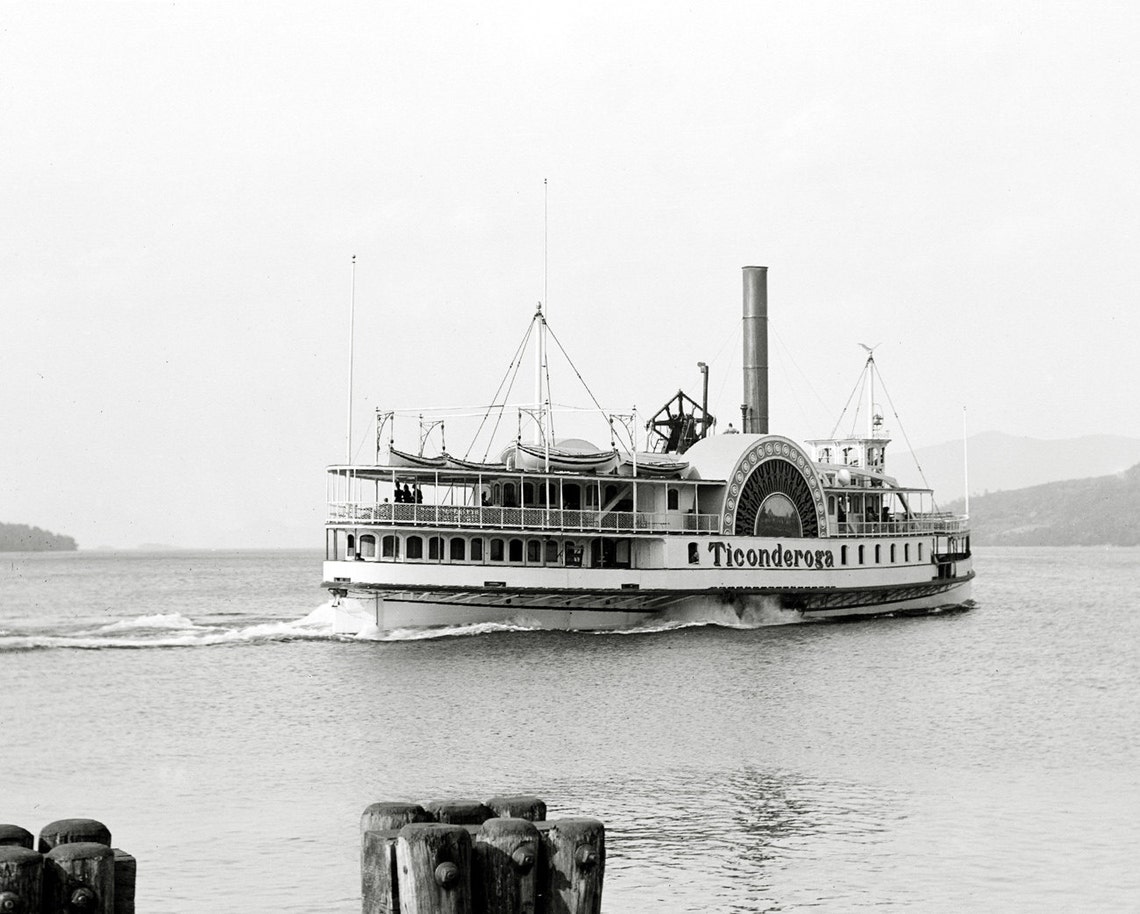 Ticonderoga Sidewheeler on Lake 1880s Photo Etsy