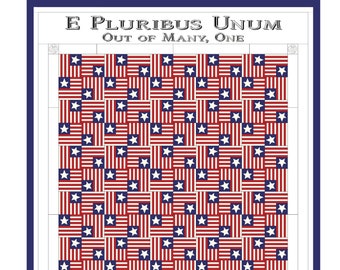 Women's March Quilt Art Poster, American Patriotic Print (11x17)
