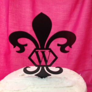 Fleur de Lis Single Initial Wedding Cake Topper MADE In USA…..Ships from USA