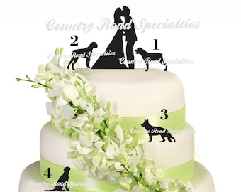 Select Your Couple and Pets Silhouete Wedding Cake Topper MADE In USA…..Ships from USA