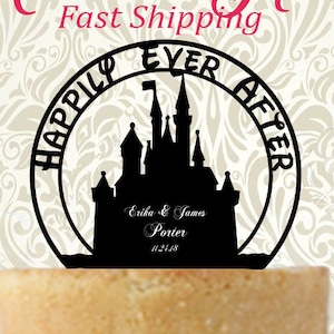 Personalized Happily Ever After Princess Castle with First Names Last Name and Event Date Wedding Cake Topper ..ships from USA