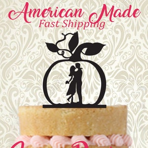 Silhouette Couples INSIDE a Pumpkin Silhouette  - with Pet Options Wedding Cake Topper - MADE in the USA