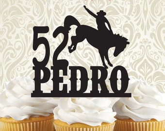 Personalized Men's or Boy's Cowboy Birthday Cake Topper - Bronco Riding - Western Cake Topper - Wild West Birthday - His Birthday - Cowboy