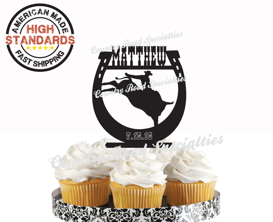 Boy's Personalized Bull Rider Western Horseshoe First Name Birthday ...