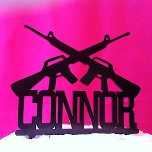 Custom Laser Cut Acrylic Automatic Rifle Personalized Last Name Wedding Cake Topper. MADE In USA…..Ships from USA
