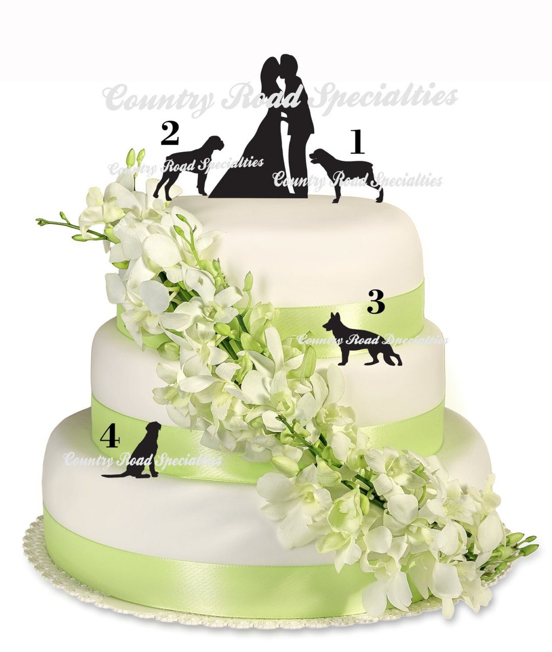 Silhouete Kissng Bride and Groom With Pets Wedding Cake Topper MADE in ...