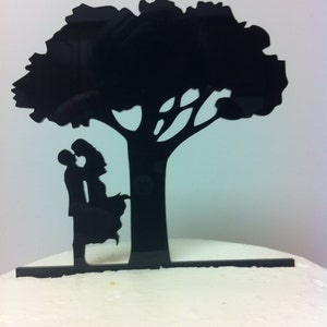 Kissng Couple Tree Silhouette Wedding Cake Topper MADE In USA…..Ships from USA