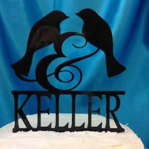 Personalized Acrylic Love Birds Last Name, Surname Custom Wedding Cake Topper MADE In USA…..Ships from USA
