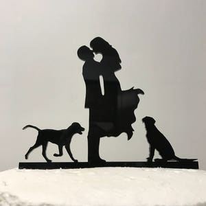 Kissng Couple With Dogs Silhouette Wedding Cake Topper #17 MADE In USA…..Ships from USA