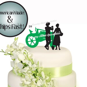 Silhouette Farm Couple With Tractor Wedding Cake Topper #525 Made In USA...Ships From USA