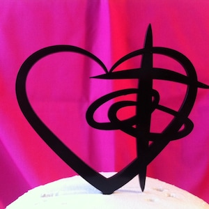 Personalized Custom Cross Heart Rings Contemporarty Wedding Cake Topper MADE In USA…..Ships from USA