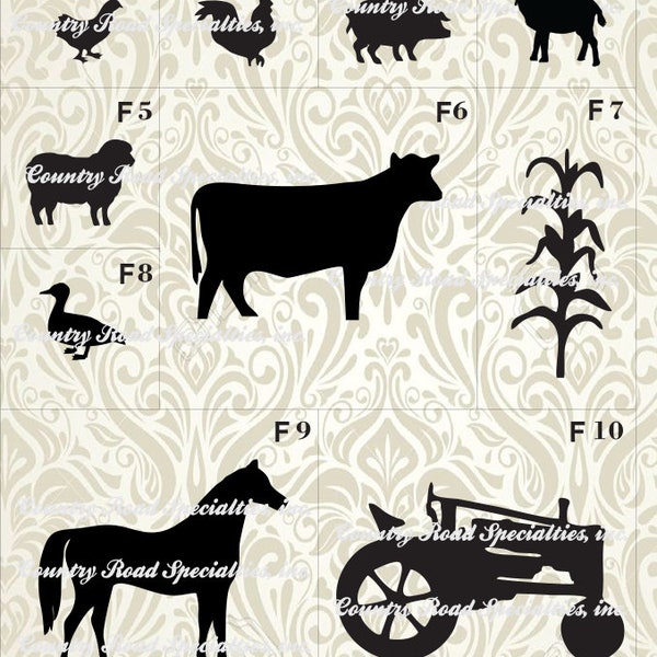 Farm Pets, Animals, Equiptment, Tractor Silhouette add on Cake Topper Made In USA...Ships From USA