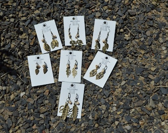 Bronze Earrings; Bronze Leaves, Bronze, Leaves, Earrings