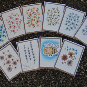 Cartões comemorativos; Cartões florais, cartões em branco, cartões desenhados à mão