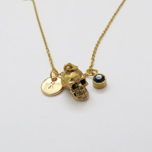 Skull Necklace, Personalised, Halloween, gold skull charm, skull pendant, human body, trending jewellery, gold chain, birthday gift