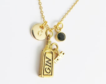 Gin and Tonic Necklace, G&T, Custom, Gold Alcohol Charm, Gin Jewelry, Boozer Necklace, Gin, Mothers Day, Drink, Happy Hour, Liquor