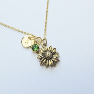 Sunflower Necklace, Gold Flower, Personalize, Daisy Charm, Custom, Gold Jewelry, Birthday, Nature Pendant, Garden, Floral, Petal, Bloom