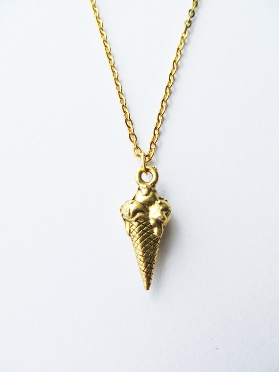 Ice Cream Necklace Beach Charm Gold Summer Jewelry Cone Sundee