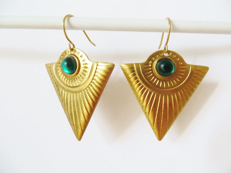 Triangle Earrings Geometric Jewelry Raw Brass Tribal Etsy