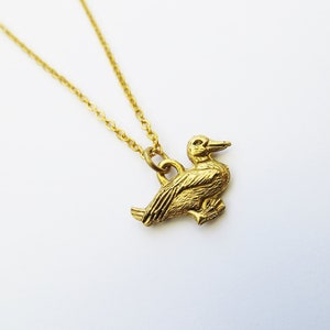 Gold Duck Necklace, Bird Pendant, Baby Duckling Charm, Pond Animal ...
